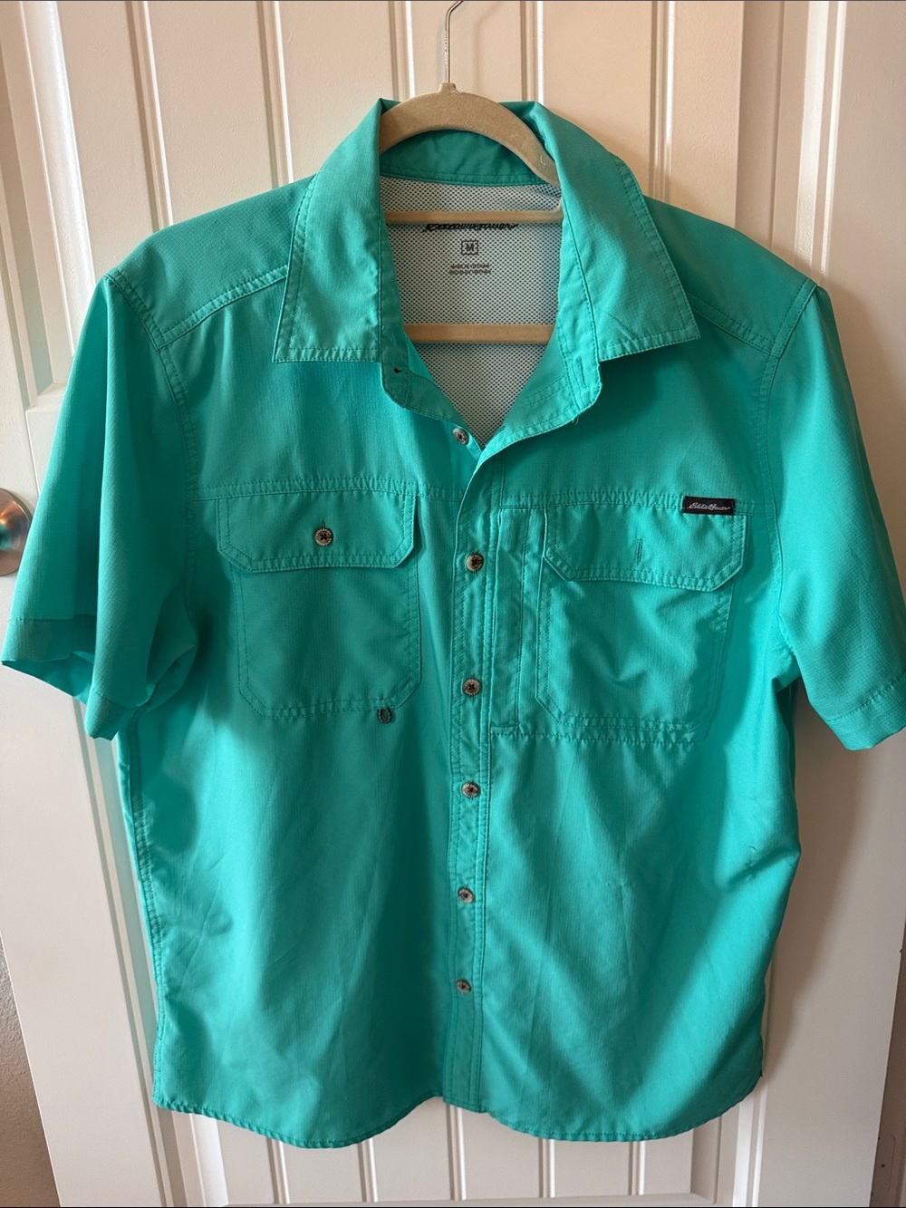 Eddie Bauer Teal Short-Sleeve Button-Down Shirt
